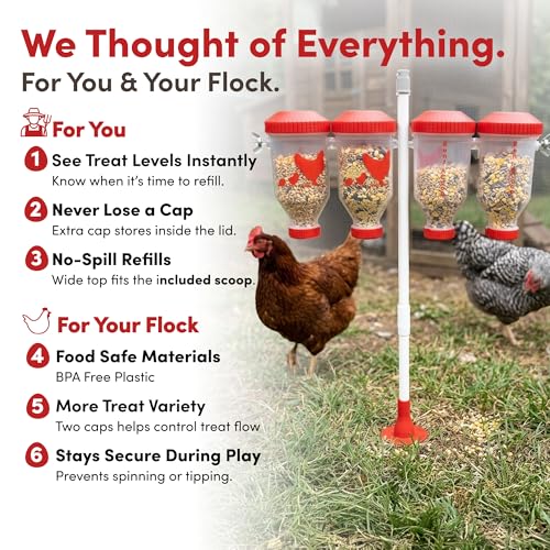 RentACoop Chicken Treat 4 Tube Dispenser – Multi-Treat Enrichment Toy - size: Large Clear Tubes