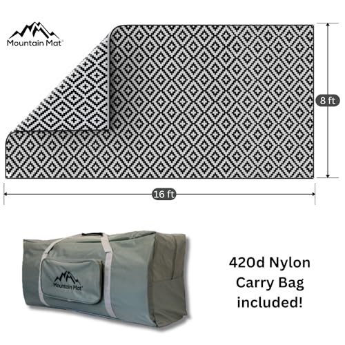 8x16 Black & Gray RV Mat with Carry Bag – Extra Thick 5mm Recycled Poly Rug – Waterproof, Reversible, Heavy-Duty – Premium Outdoor Rug for Campsite, Patio, Beach (8' x 16', Black) - color: Black Diamond, style: 8' x 16'