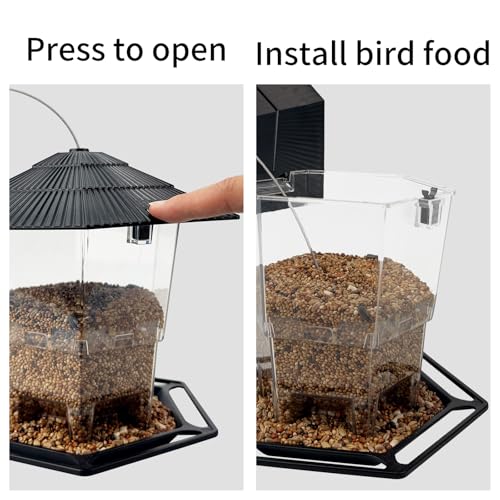 Bird Feeder for Outdoors Hanging,Hanging Wild Bird Feeders with S Hook for Blue Bird, Cardinals, Finches,Wild Birds Seed Feeder, As Gift for Bird Lovers（Black） - color: Black Bird Feeder