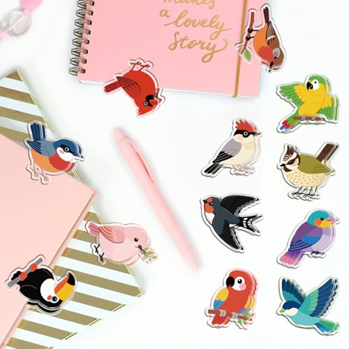 MAYJOYDIY 24Pcs 12 Styles Bird Branch Acrylic Chip Clips Parrot Swallow Robin Bag Sealer Sealing Closures Cute Pink Bird Toucan Bag Clips for Food Storage Airtight Seal Grip - style: Bird