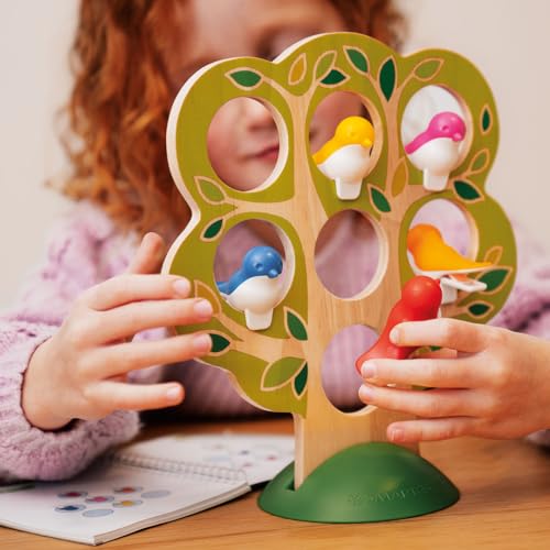 SmartGames 5 Little Birds Wooden Logic Puzzle Game with 60 Challenges – Deduction Game for Ages 5+