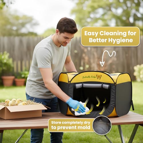 Chicken Brooder Box for Chicks, 6-in-1 Chick Starter Kit, 45" Large Chicken Brooder Pet Tent, Chick Coop for 10-15 Chicks with Feeder, Waterer & Cleaner, Indoor Chick Pen