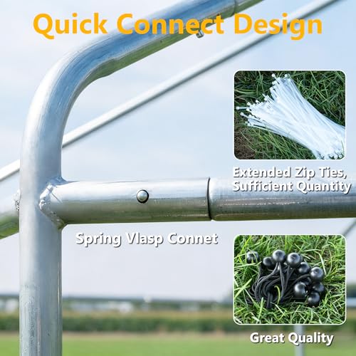 HITTITE Large Metal Chicken Coop with Run, 13.2 x 11.4 x 8.6 ft Walk in Poultry Cage Chicken Run Pen, Hexagonal Roof Outdoor Chicken Runs for Yard with Waterproof & Anti-UV Cover - size: 156.0"L x 156.0"W x 103.0"H