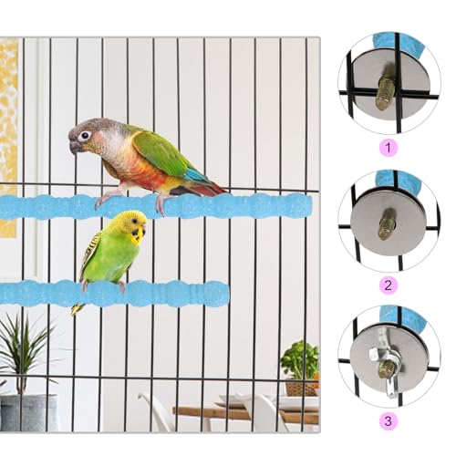 Hypeety 2PCS Bird Wood Perch Stand Paw Grinding Stick Toy Pet Bird Cage Stand Platform for Bird Parrot Budgies Parakeet Cockatiels Cage Accessories (7in/10in) (Blue) - color: Blue