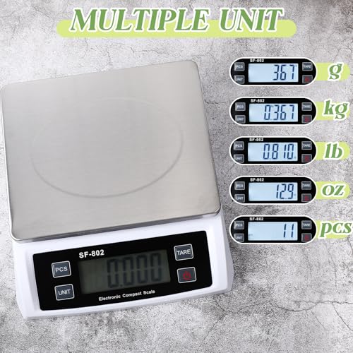 Large Digital Kitchen Scale 66LB 30kg Commercial Food Scale Stainless Bread Scale with LCD Display Commercial Weighing Devices for Baking Cooking(Silver) - color: Silver