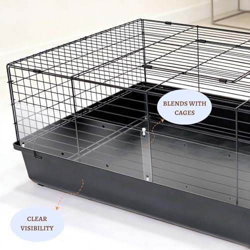 12 Pcs Clear Cage Guard, 13.8"x4.7" Scatter Guard for C&C Cages | Flexible Cage Liner with Zip Ties & Personalized Letter Stickers, Fits Rabbit Guinea Pig, Metal Wire Playpen, Cage Accessory - size: 13.8" x 4.7" (12 PCS, 8 Holes)