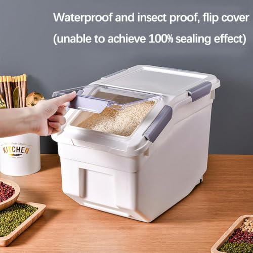 20Lb Food Storage Container with Scoop with Handle & Wheels, 2 Pack | Plastic Kitchen Pantry Organization for Rice Flour Pet Food Cereal Baking Supplies Dispenser Storage - color: 2 pack- 20 lb