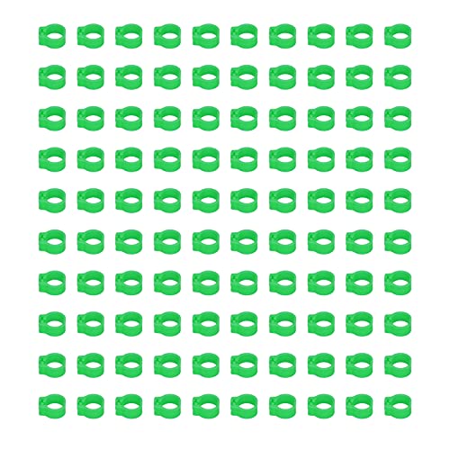Omabeta 100PCS Reusable 8mm Pigeons Identification Leg Rings for Easy Dovecot Management and Marking, Lightweight Plastic Bands for Poultry Supplies (Green) - color: Green