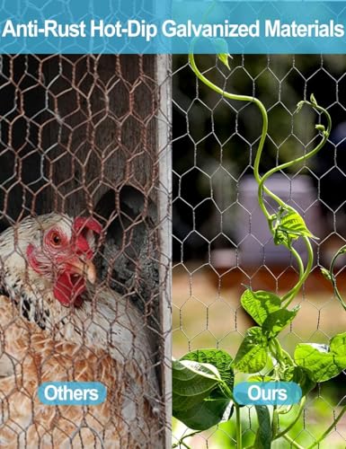 TOYPOPOR Chicken Wire 16'' x 190''/16ft(40cm x 5m), Outdoor Anti-Rust Hexagonal Galvanized Chicken Wire Mesh Fencing to Protect Gardening Plants Vegetables Flowers Fruits from Dogs Rabbits Squirrels - size: 16 in x 16 ft (20 Ties)
