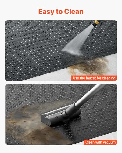 VEVOR Garage Floor Roll, 4 x 20 ft Garage Flooring Mat, 3 mm Thickened Rubber Diamond Plate Floor Protector Mat, Non-Slip, Wear-Resist, Waterproof, Easy to Clean for Warehouse, Gyms,Trailer, Black - size: 4 ft x 20 ft
