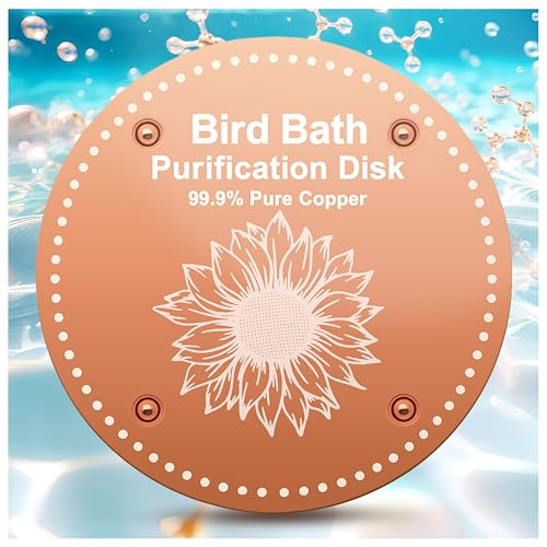 OICEME Bird Bath Purification Disk Pure Copper Outside Winter Solar Power Birdbath Hummingbird Bee Water Fountain Solar Power Window Feeder Stand Nectar Food Pole House Hanging Birdhouse Accessories - color: Copper Sunflower