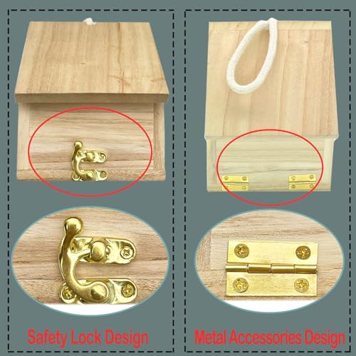 Tfwadmx Wooden Bird House, Hanging Birdhouse for Outside, Garden Patio Decorative Nest Box Bird House for Robin Budgie Swallow Little Sparrow Finch Throstle or Medium Size Birds