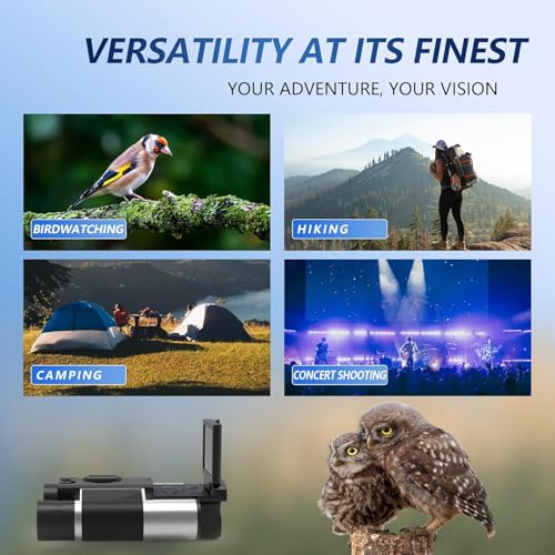 Digital Binoculars with 40MP Camera, (Silver) | 10x Optical & 8X Digital Zoom, 2.5K HD Video, Ideal for Bird Watching, Concerts & Outdoor Adventures
