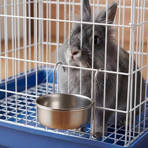 8 Pcs Stainless Steel Hanging Pet Bowl, 10 oz Kennel Food and Water Dish Feeder Coop Cup with Hook for Dog Crate, Cat, Rabbit Birds Chicken Cage No Spill