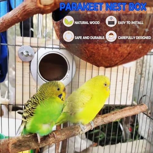 kathson Parakeet Nesting Box,Wood Bird Nest House for Cage,Parrots Breeding Mating Boxes,Budgie Nesting Box for Conure,Lovebirds,Finch,Canary,Small and Medium-Sized Birds（M） - size: M-9.84 x 5.11 x 5.11in