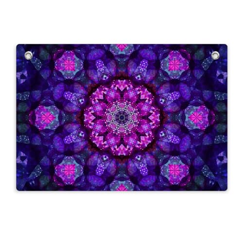 Purple Crystal Mandala Tapestry Banner Flag 28.5 x 20 Inch | Boho Psychedelic Wall Tapestry Decor for Bedroom Dorm & Meditation Space, Perfect Gifts for Spiritual Souls Hippie Boho Fans - color: Multi 0667