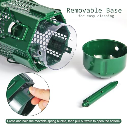 Squirrel Proof Bird Feeders with Removable Base, Metal Wild Bird Feeder for Outdoors Hanging, 6 Weight-Activated Ports Perches, 3LB Seed Capacity(Green) - color: Green
