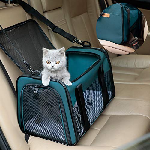 Cat Carrier - Portable Foldable Dog Pet Carrier, Soft-Sided Pet Bag up to 22 Lbs, Airline Approved Travel Puppy Carrier - color: Blue, size: 19.7"L x 12"W x 12"H