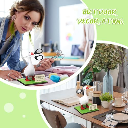 Relaxweex 10 Pcs Magnetic Goose Key Holder Wooden Base with Interchangeable Signs Writable Signs Chalk Accessories for Magnetic Key Holder Cute Resin Statue Decor(Goose Not Included) (Positive) - style: Positive