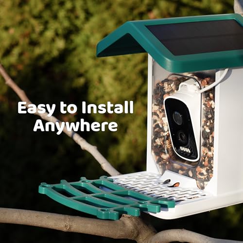 Happy Birdy Smart Bird Feeder with Camera - 2.5K HD Video, Wild Bird Feeder with Wall Mount & Pole Strap Kit, Free AI App IDs 10K+ Birds, Solar Power Panels, Infrared Night Vision, Weatherproof IP67