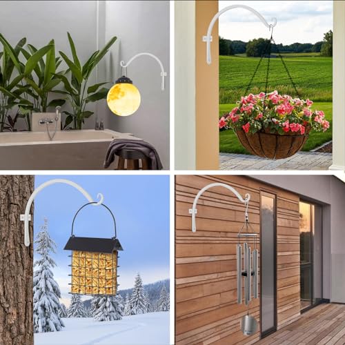 2 Pack 12 Inch Hanging Plant Bracket Wall Hooks Decorative Plant Hangers for Outdoor Hanging Bird Feeders, Wind Chimes, Plant Baskets, White - color: White, size: 12 Inch