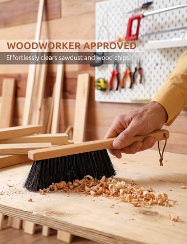 TAKAVU Horsehair Counter Brush, Beech Wood Handle, 12.6in Hand Brush | Sweeps Workbench, Patio Cushions, Outdoor Furniture, Sawdust, Drafting Tables & Fireplace, Soft Bristle