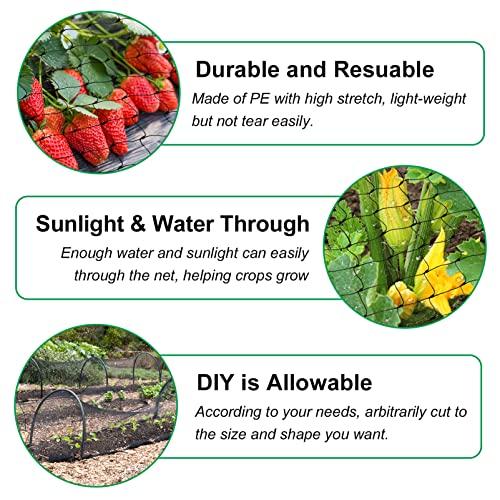 Bird Netting for Garden, 13Ft x 33Ft Reusable Garden Netting Plants Barrier, Plant Mesh Net Protect Fruit Tree Seedlings Plants from Birds, Cicadas, Rodents, Black - color: Black