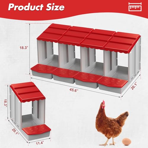 4 Hole Chicken Nesting Box with Rolling Egg Collection Design | Rolling Egg Collection & Protection Nesting Boxes, Avoid Broken Eggs, Ideal for Coops, Backyard & Family Chicken Raising ﻿ - size: 4 Compartment