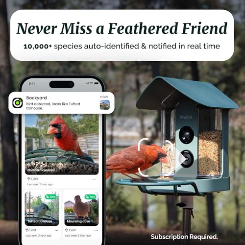 Smart Bird Feeder with 4K AI Camera Solar Powered | Hummingbird Feeder Kit Included, AI Identification Bird Specie, 4K Live Stream, Real-Time Bird Visit Alert, Birdwatching Gift