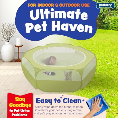 Small Animal Playpen with Zippered Top, Portable Waterproof Pet Cage (47"x23") for Kitten, Bunny, Guinea Pig, Hamster, Chicken Brooder, Indoor & Outdoor Exercise Pen, Foldable Design - color: Green