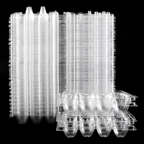 JAPCHET 200 Pack 12 Grid Quail Egg Cartons, Reusable Quail Egg Cartons Cheap Bulk, Stackable Plastic Quail Egg Container for Quail Eggs - size: 200 Pack 12 Grid