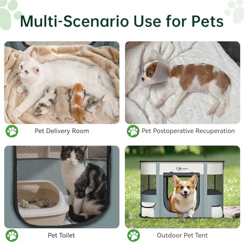 Siedihit 31" Dog Playpen,Cat Puppy Pen, Pet Portable Crate Indoor Outdoor | Durable Travel Camping Use,Foldable Dog Kennel Tent Cage for Rabbit Small Animals with Carrying Case(Grey, Medium) - color: Grey, size: Medium