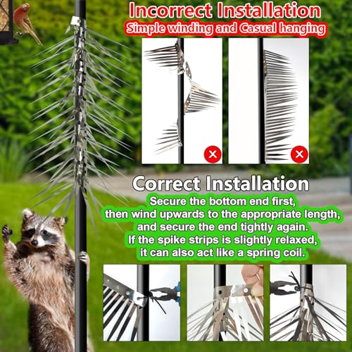 Bird Spikes, Outdoor Squirrel Spikes, Squirrel Baffles for Bird Feeder Poles, Avoid Climbing Garden Fences and Fruit Trees. (40 inches) - size: 40 inches