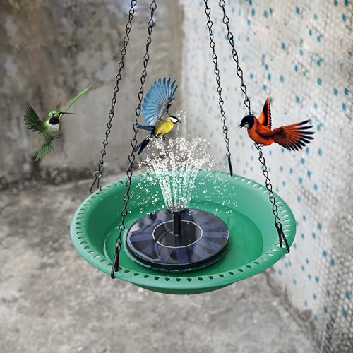 OVZILKI Bird Baths for Outdoors Heavy Duty, 16 inch BirdBath Bowl Only with Rust-Proof Black Chains, Hanging Bird Bath Hanging Bird-Feeder for Garden Backyard Decor (Green 1 Pack) - color: Green, size: 16in 1pack