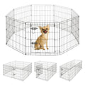 Foldable Outdoor/Indoor Pet Playpen with Gate, Available in 24 Inch Height Metal Portable Kennel, Heavy-Duty Exercise Fence Cage 8 Panels for Small Dog, Animals - style: 24 Inch