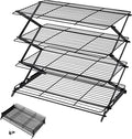 Geesta 2/3/4-Tier Upgraded Collapsible Cooling Rack with Adjustable 3 Setting Design Stackable Roasting Cooking Drying Wire Cooling Rack for Cookies Baking Gifts for Women - color: Black