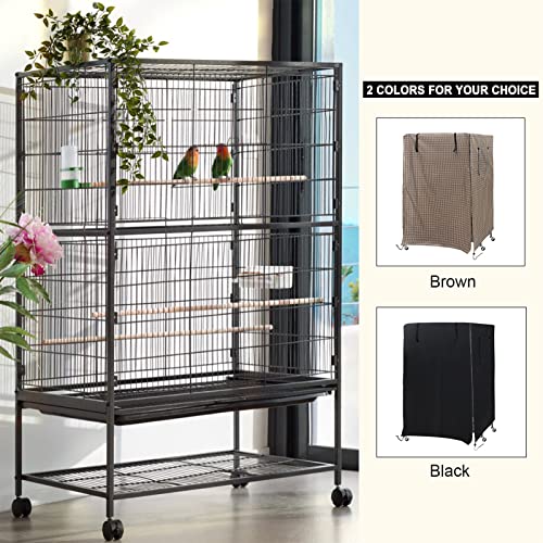 Ymiko Birdcage Cover Universal Windproof Cage Cover with Side Window Light Blocking for Large Bird Cages Hamster Cages Cat Cages Dog Cages (Brown) - color: Brown