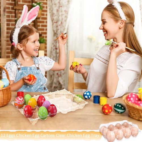 12 Packs Egg Cartons 4x3 Plastic Egg Carton Cheap Bulk 1 Dozen - size: Holds 12 eggs-12Pack