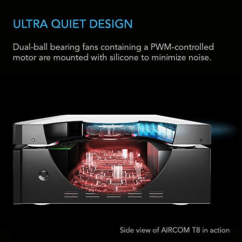 AC Infinity AIRCOM T8, Quiet Cooling Blower Fan System | For Digital Video Recorder 17" Rear-Exhaust for Receivers, Amps, DVR, AV Cabinet Components - size: 17" Rear-Exhaust, style: Smart Controller