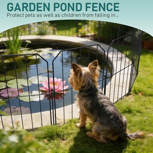 Goovilla Garden Fence, Total 10ft(L) x 24in(H), 10 Pcs, Rustproof Metal | Garden Fencing Animal Barrier, Wire No Dig Fence Panels, Black Decorative Garden Fences and Borders for Dogs,Flower Bed,Patio - size: Square arch