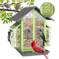 FlowaFoli Bird Feeders for Outdoors, Metal Bird Feeder with Double Suet Cage Weatherproof Metal Roof, 2 in 1 Mixed Seeds Suet Feeder, 4Lbs Large Capacity, Great for Finch、Cardinal、Chickadee（Green） - color: Green