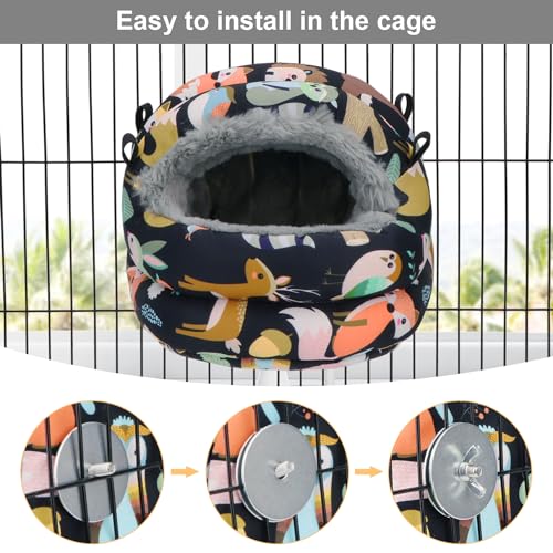 Bird Nest House Winter Warm Bird Bed Hanging Hammock Snuggle Hut for Parakeets Budgies Cockatiels Conures Quaker Parrot (Small, Black) | Soft fleece warm, plastic support plate anti-collapse, removable washable pad, dual mount, for parakeets/cockatiels/co
