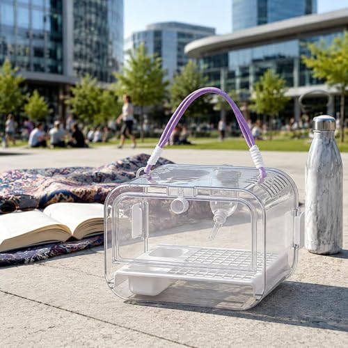 Cage Portable Pet Carrier Parrot Cage Mobile Aviary Lightweight Transparent with Handle and Ventilation Suitable for Travel Home Outings, Green - color: Green