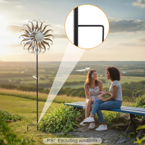 Matte Black 72" h Replacement Pole for Large Wind Spinner, Windmill Replacement Parts, Three-Part Composition, 22mm Thicker Tube, Easy Assembly for Large Metal Wind Spinner (2 Prongs Base) - color: Matte Black, style: 2 Prongs Base