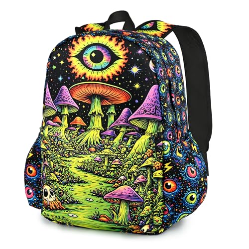 Art Mushroom Kids Backpack School Backpack Teens Bookbag for Girls Boys Hiking Camping Travel Sports - color: Art Mushroom
