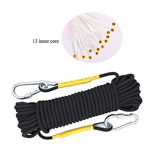 X XBEN Outdoor Climbing Rope 10M(32ft) 20M(64ft) 30M(96ft) 50M(160ft) 70M(230ft) 152M(500FT) 352M(1000FT) Static Rock Climbing Rope for Escape Rope Ice Climbing Equipment Fire Rescue Parachute - color: Black, size: 1/3 Inch x 96 Feet