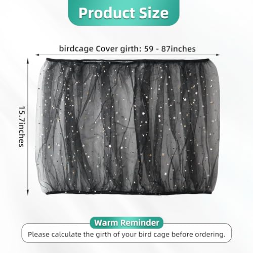 Bird Cage Seed Catcher, Seed Catcher Guard Net Cover, Parrot Nylon Mesh Net Cover, Universal Soft Airy Cage Net Stretchy Skirt for Round Square Cages (Star-Black, 15.7" x87") - color: Star-black, size: 15.7" x87"