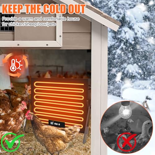 Foandbevi Large Chicken Coop Heater for Winter, Metal Chick Brooder Plate Radiant Heater for Chicken Coop, Safe 150W, Quiet & Thermostat Control Ideal for Chick Chicken Coops Dog Cat & Small Animals - size: 24.0"L x 18.0"W x 18.0"H