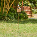 Glitzhome Bird House for Outdoors, 53.00" H Farmhouse Faux Copper Distressed Metal Bird House Church Birdhouse Decorative Garden Birdhouse with Stake