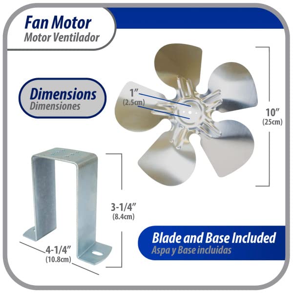 Appli Parts APFM-161E 16W Condenser and Evaporator Fan Motor 115V 60Hz 0.95A, Includes 10in Aluminum Fan Blade and Mounting Base, Universal Replacement for Commercial Refrigeration Units